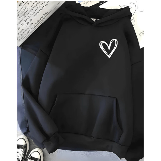 Moletom Canguru Bege Unissex Estilo Brooklyn Capuz Flanelado Estampado Inverno Com Bolso Coração Moda