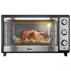 Forno Elétrico de Bancada Philco Multifuncional Grill 66L com Lâmpada Preto PFE66