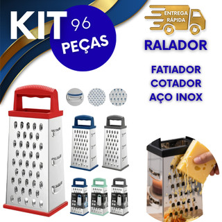 MULTIFUNCIONAL E PRATICO 96 RALADORES PARA QUEIJOS LEGUMES BATATAS FATIADOR E DESCASCADOR DE AÇO INOX