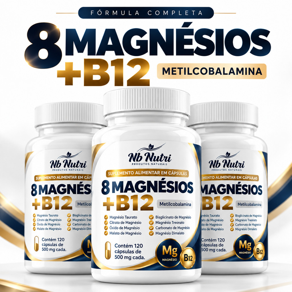 8 Fontes Minerais + Vitamina B12 Metilcobalamina NB Nutri 120 Cápsulas 500mg | Complexo Mineral