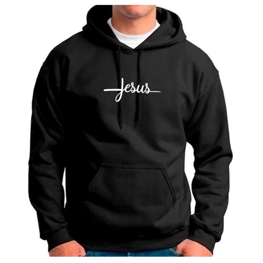 Moletom Blusa de Frio Canguru Jesus Estampado Unissex Flanelado EV7 T-shirts Moletom Unie