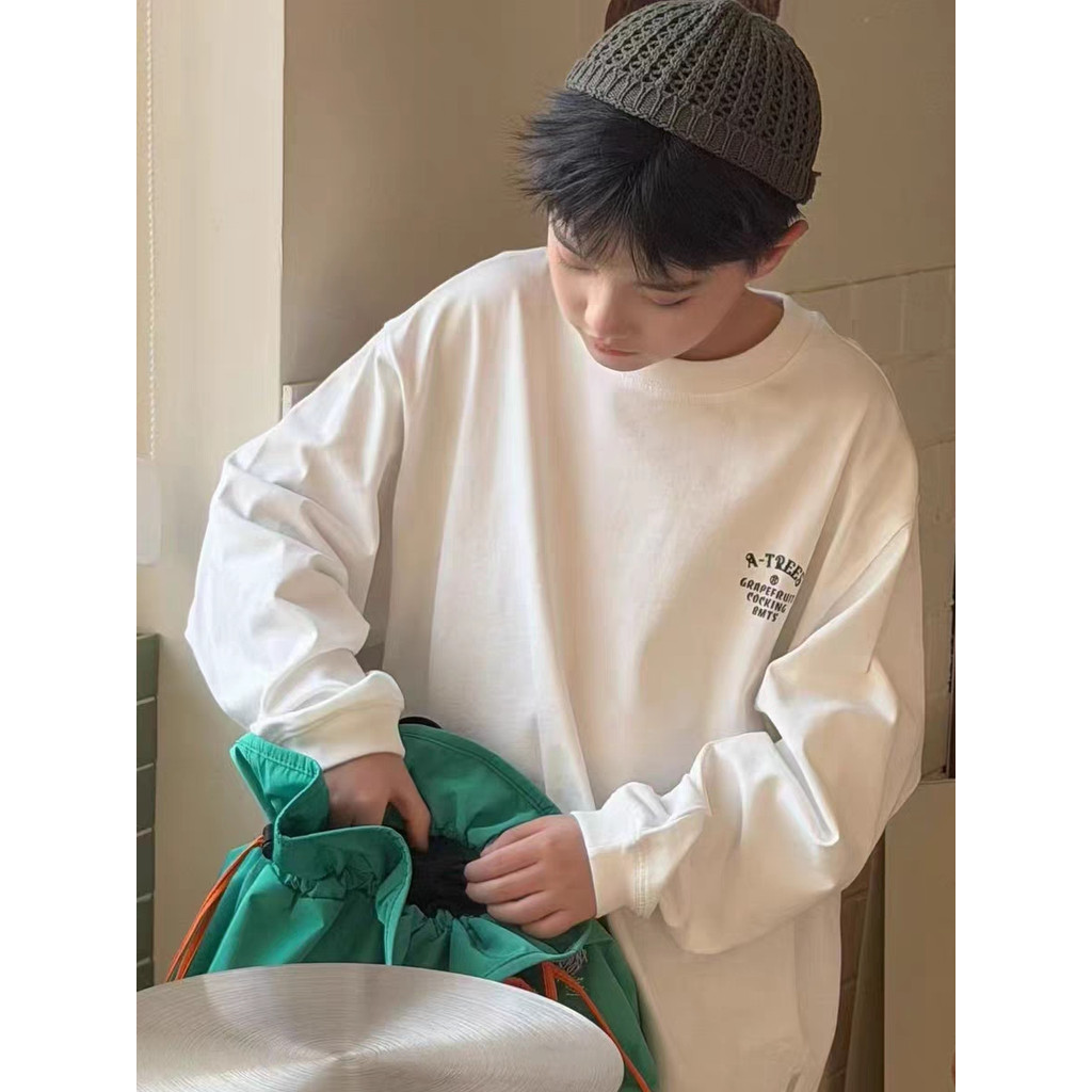 Meninos meninas camiseta de manga comprida Street Wear 2026 primavera estilo médio grande crianças versão coreana roupas