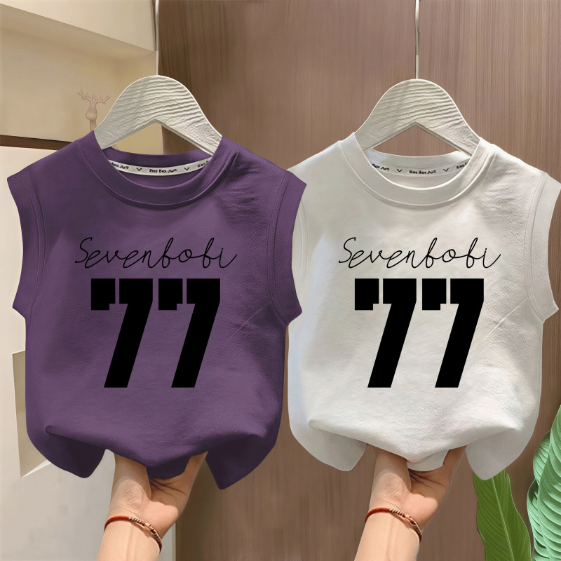 Meninos colete de algodão puro verão estilo fino crianças sem mangas camiseta exterior Wear versão coreana Casual menino
