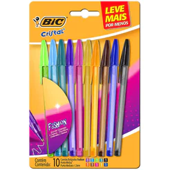 Caneta esferográfica Cristal Fashion 1.2 com 10 unidades Bic