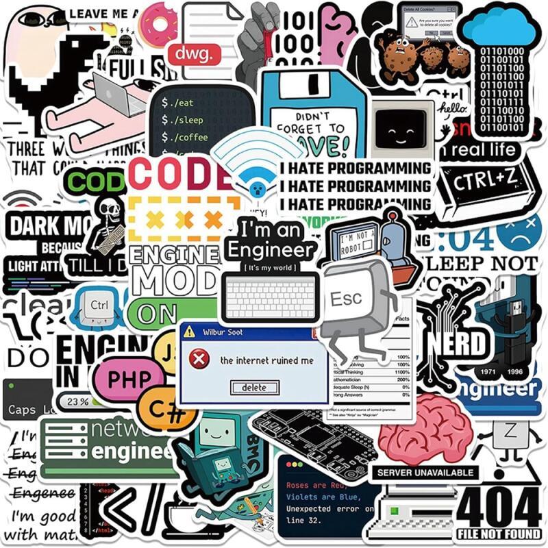 50 Pçs Engraçado Programação Meme Adesivos Dos Desenhos Animados Docker Html Nuvem Idioma Decalques Para Computador Port