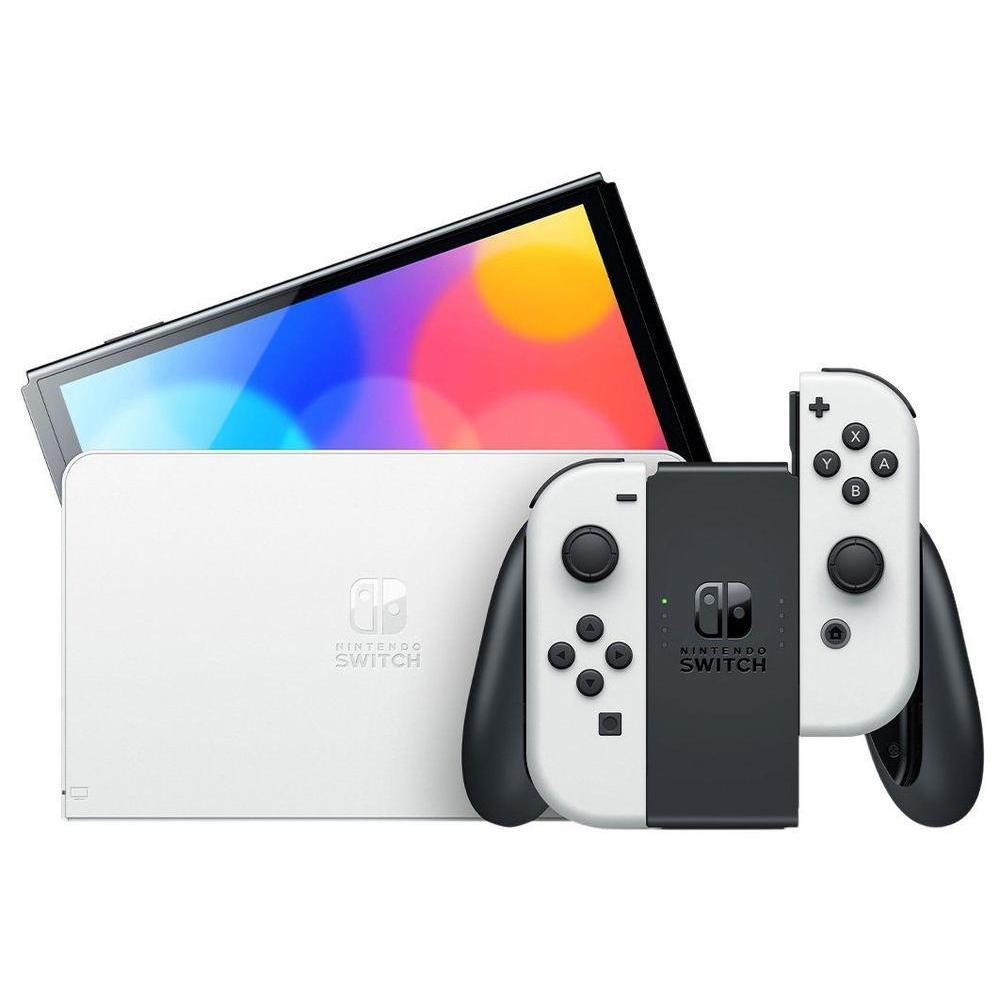 Nintendo Switch OLED 64GB 2 Controles Joy-Con Branco e Preto Super Mario Bros. Wonder 3 Meses de Nintendo Switch Online