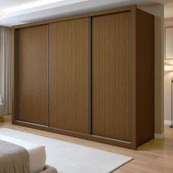 Guarda Roupa Casal Premium Liv 3 Portas de Correr e 6 Gavetas 242cm Yescasa Marrom/Freijó Freijó