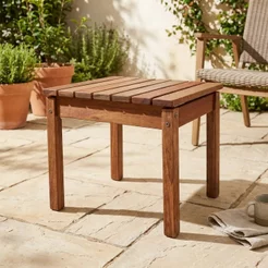 Mesa de Centro em Madeira Maciça para Jardim Rústica Marrom Natural Alba 50cm