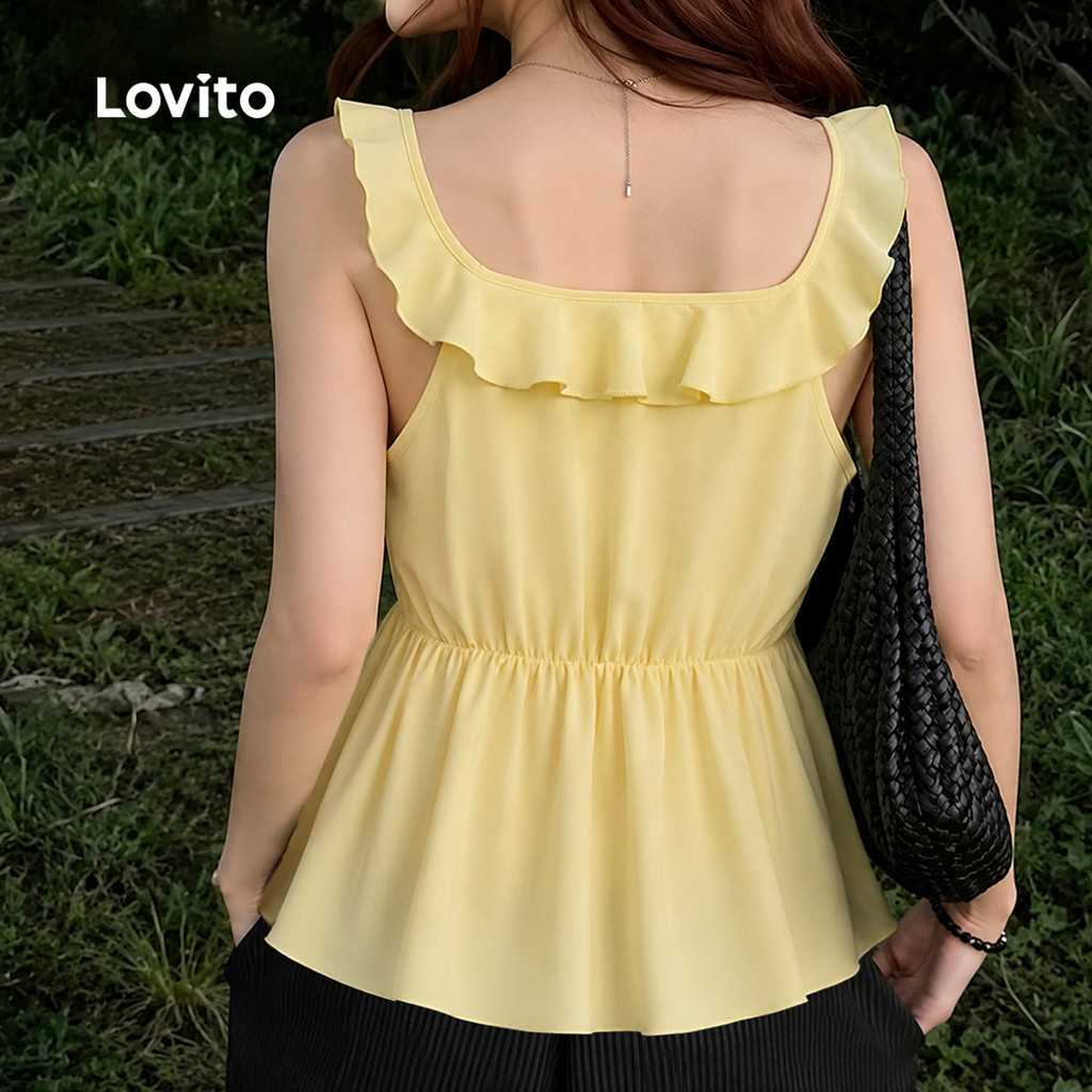 Lovito Top Casual Feminino Amarelo Claro Em Camadas Para Primavera/Verão Regata TKK8P1D621 · foto 2