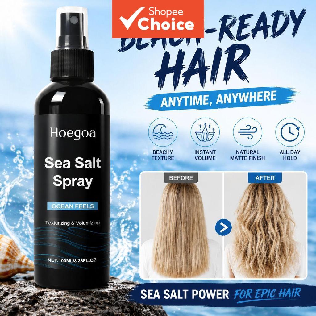Spray Texturizante de Sal Marinho Masculino 100ml | Ondas e Volume Naturais | Fórmula de Secagem Rápida
