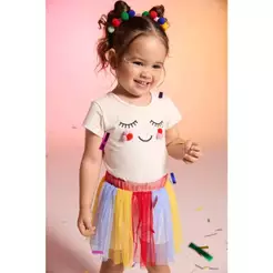Conjunto Infantil Menina Fantasia Tutu Elian Bege