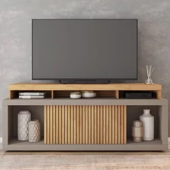 Rack para TV até 75 Polegadas MDF 180cm Valença Caemmun Marrom Buriti/Fendi