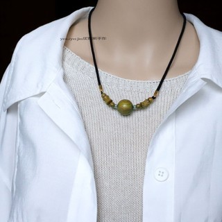 Novo estilo chinês estilo chinês colar Design Original Natural verde sândalo pingente clavícula corrente nicho único cam