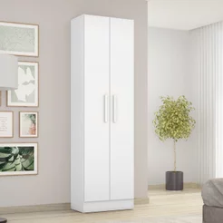 Armário Multiuso Escritório NT4045 com 2 Portas e Prateleiras Branco/New Branco New