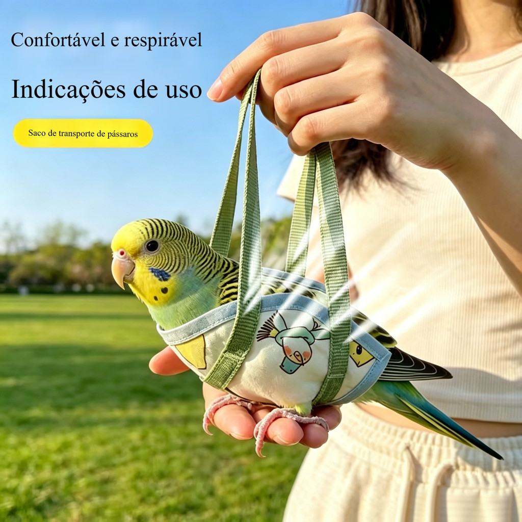 Bolsa de transporte para papagaios, portátil para uso externo, acessório divertido para passear com aves, bolsa com alça