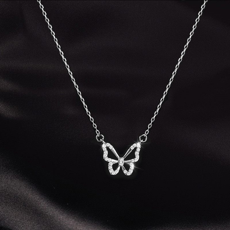 Estilo coreano moda jóias doce All-Match diamante borboleta pingente colar elegante nicho feminino clavícula corrente