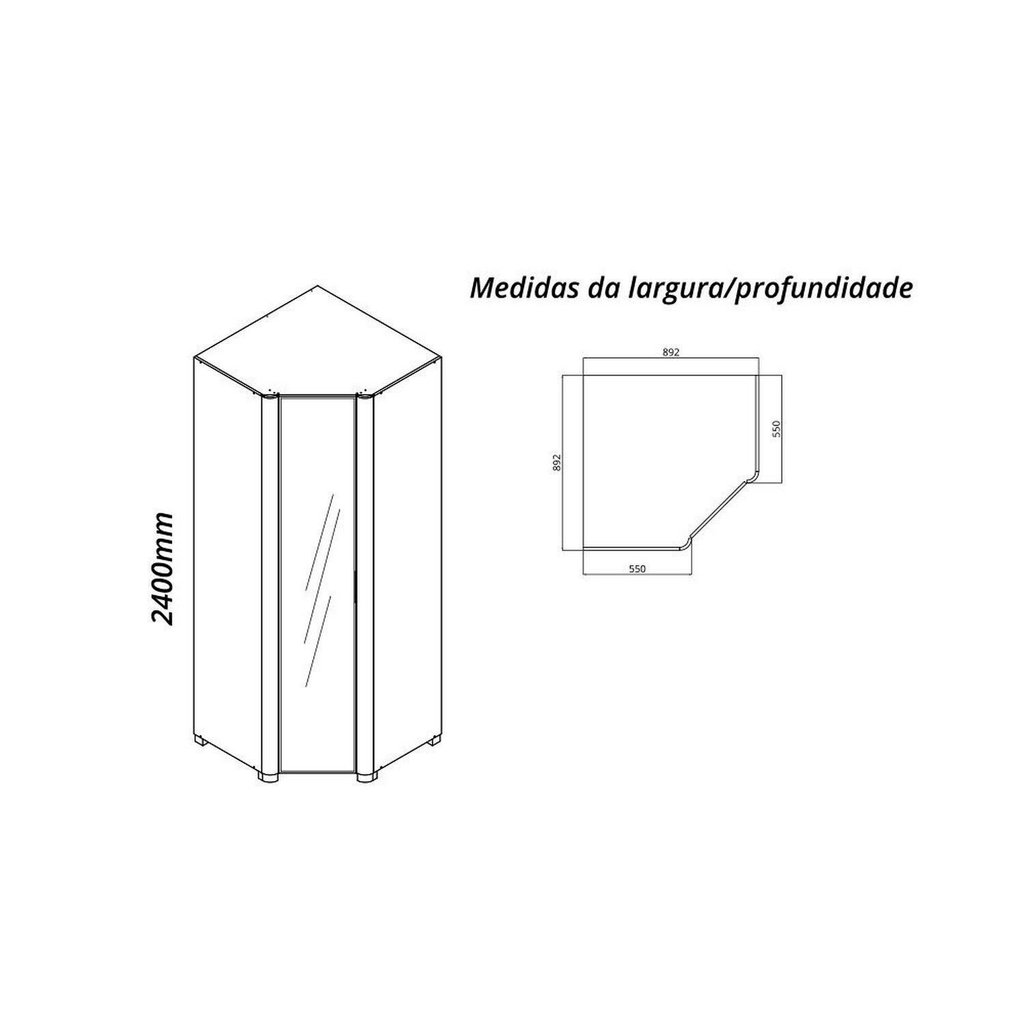 Módulo Guarda-Roupa Canto Innova Reflecta 1 Porta com LED 100% MDF Bege/Off White · foto 2