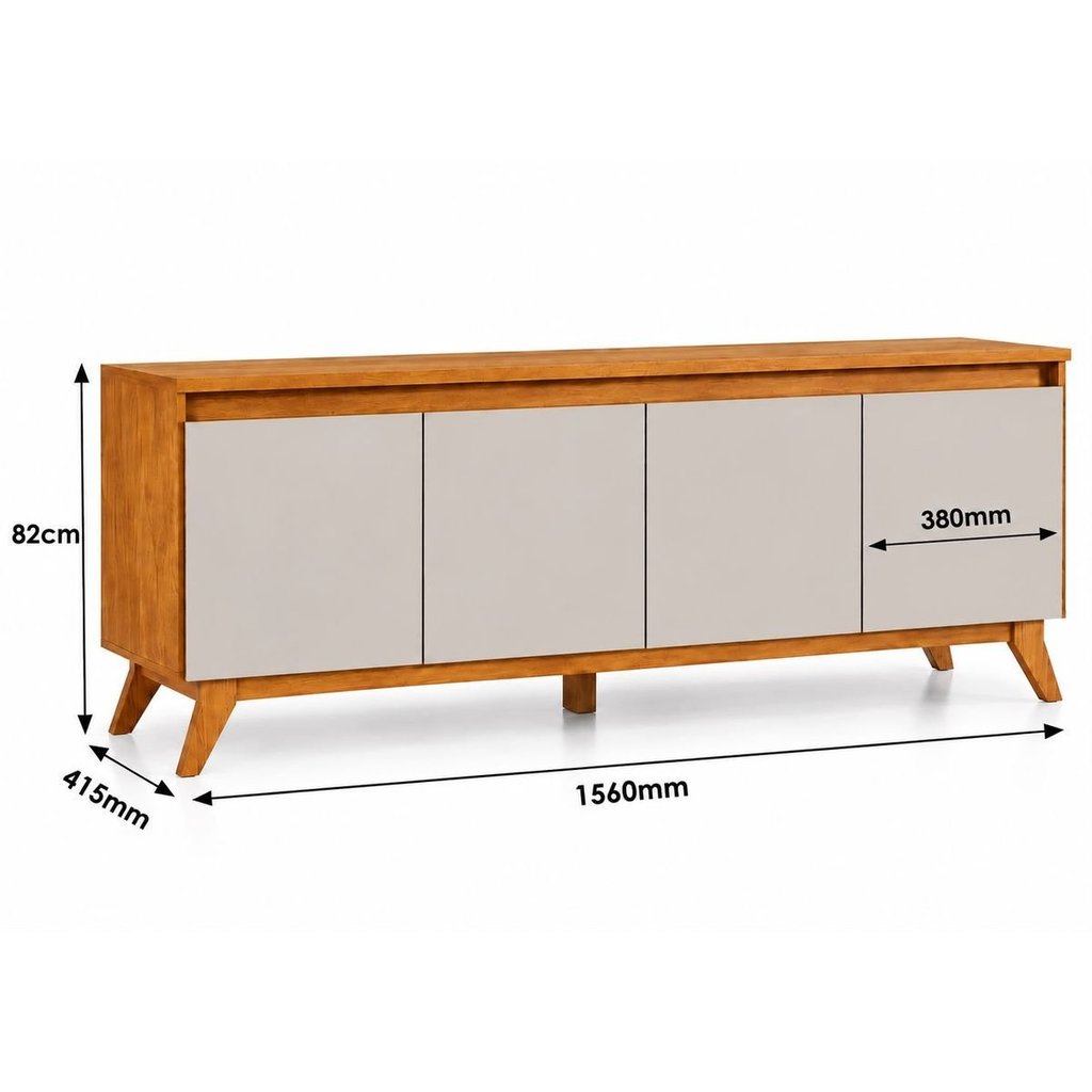Buffet Aparador 4 Portas MDP/MDF Mel Off White 156cm Eifel Marrom Mel/Off White · foto 2