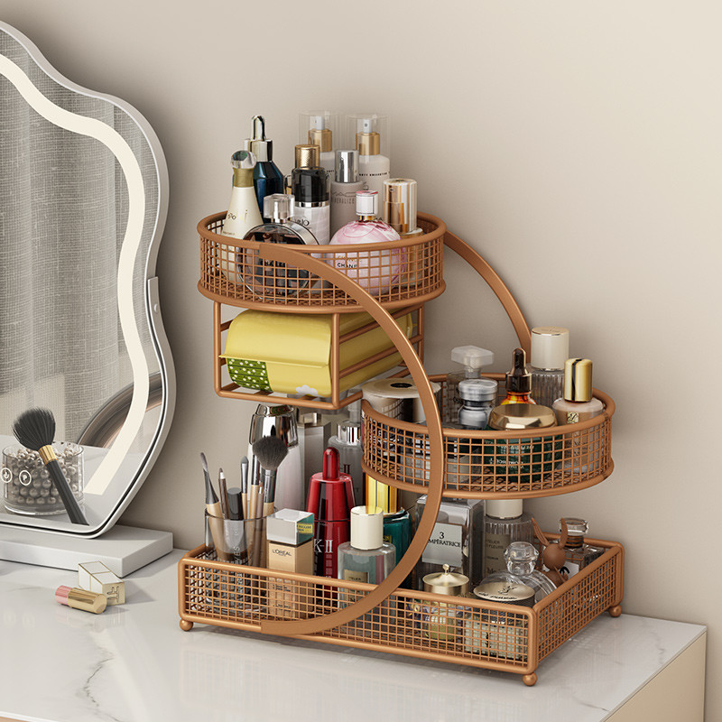 Caixa de armazenamento de cosméticos Desktop Multi-camada penteadeira produtos de cuidados com a pele Perfume rack toale