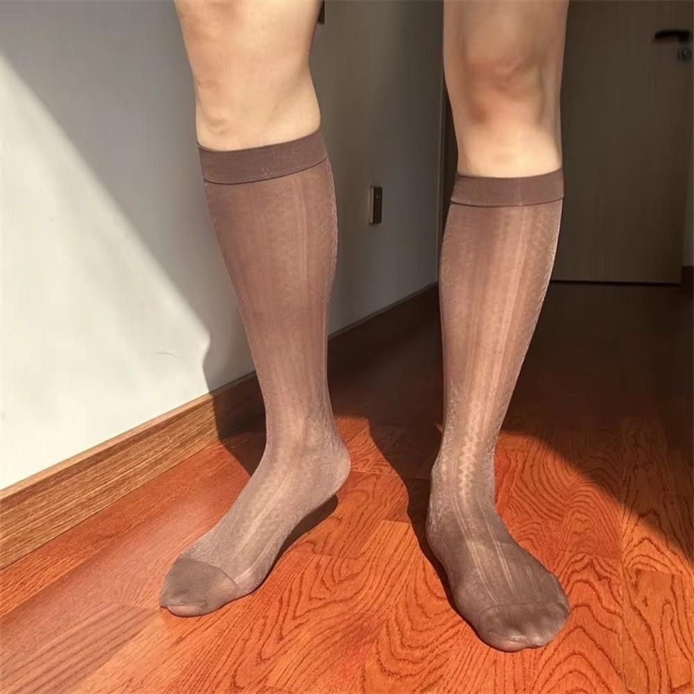 Meias Ultrafinas Masculinas , Meia Cano Médio Transparente Ultrafina , Tira De Nylon Abaixo Do Joelho , De Panturrilha