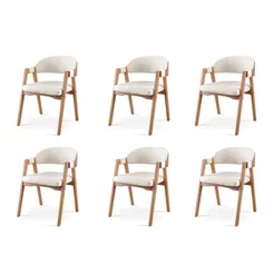 Kit 6 Cadeiras para Mesa de Jantar Gaia Yescasa Linho Nude
