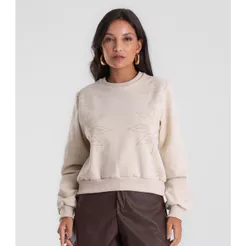 Blusão Feminino Moletom Manga Longa Endless Bege