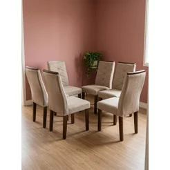 Conjunto 6 Cadeiras para Sala de Jantar Germany Bege/Chocolate Chocolate