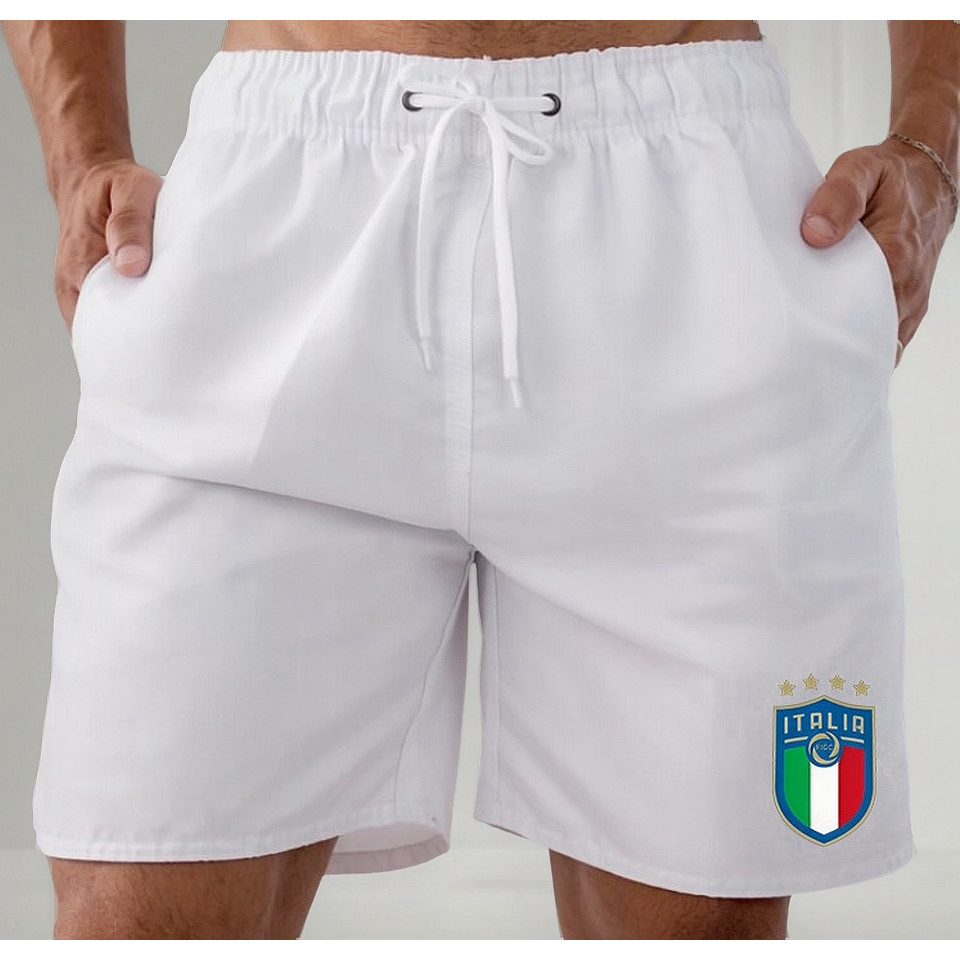 Short Bermuda Tactel Praia Leve Treino Mauricinho Academia Time Futebol Selecao Italia