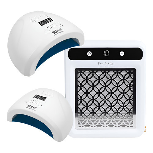 Kit 01 Coletor Sugador Grela Aspirador Pó para unhas de gel +2 Cabine Sun 1s Led/uv 48w Branca Para esmalte Polygel