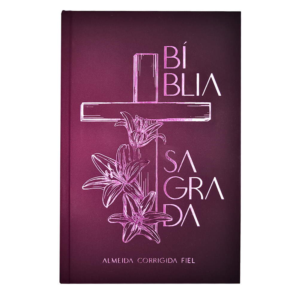 Bíblia ACF, Soft touch, Capa dura, Cruz floral, Leitura Perfeita Livro AM