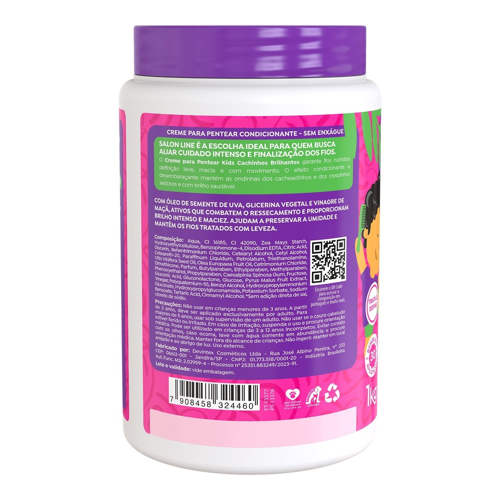 Detalhes do Kit 2 Cremes para Pentear Melancia e Uva Kids