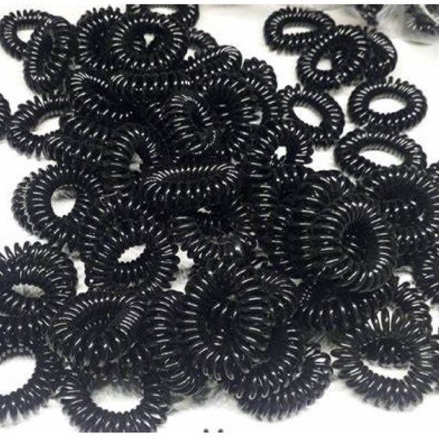 Kit 10 Elástico Mola Fio De Telefone Xuxinha Gominha Prendedor Laço Acessórios Femenino Cabelo Preta