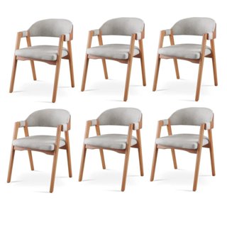 Kit 6 Cadeiras para Mesa de Jantar Gaia Linho Cinza em Oferta na Shopee