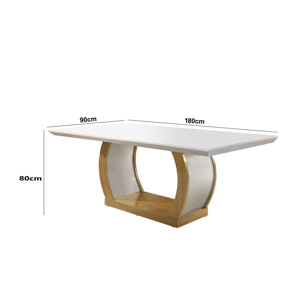 Conjunto Sala de Jantar Mesa Tampo de MDF e 6 Cadeiras Kate Espresso Móveis Animalle Chocolate Off White/Imbuia/Off