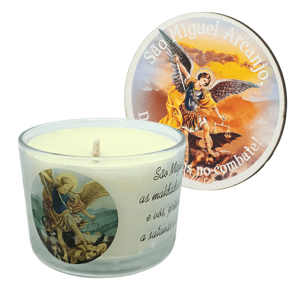 Vela Aromática São Miguel Arcanjo Copo de Vidro com Tampa