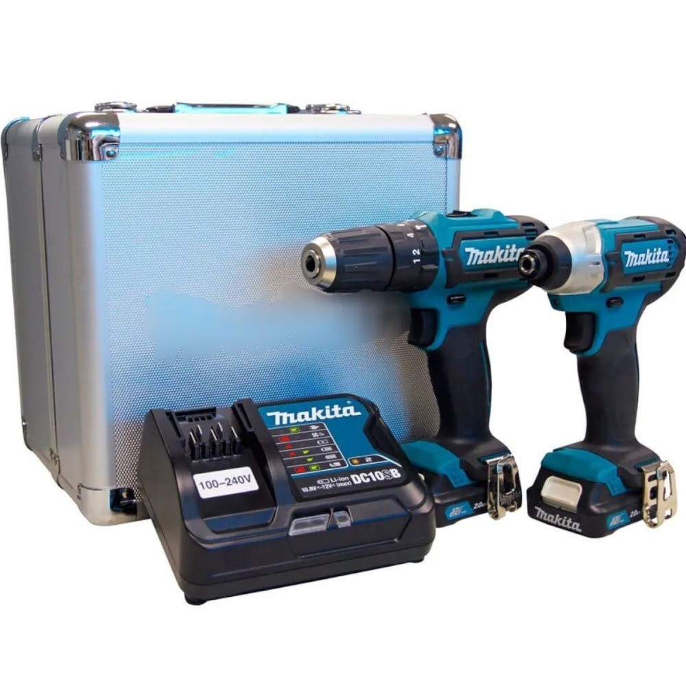 Combo Furadeira Parafusadeira + Parafusadeira de Impacto a bateria 12V com maleta - CLX228SAX - Makita