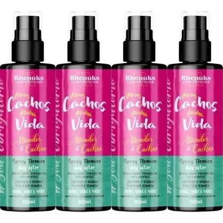 Kit com 4 Spray Capilar Ativador De Cachos Vegano - 200ml Rhenuks
