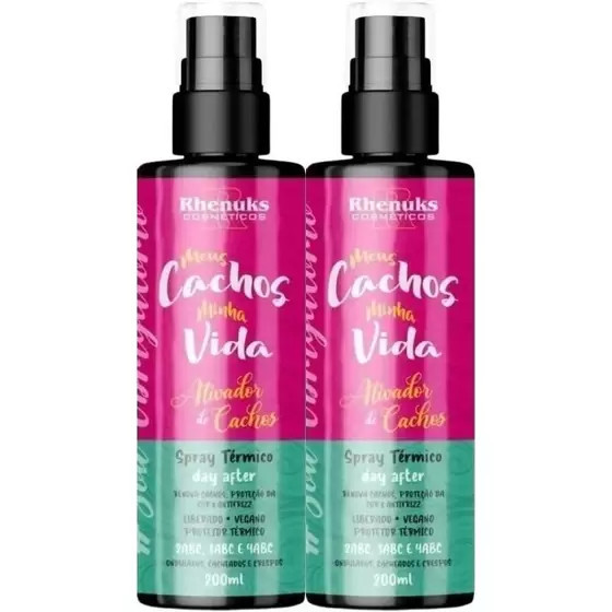Kit com 2 Spray Capilar Ativador de Cachos Vegano - 200ml Rhenuks