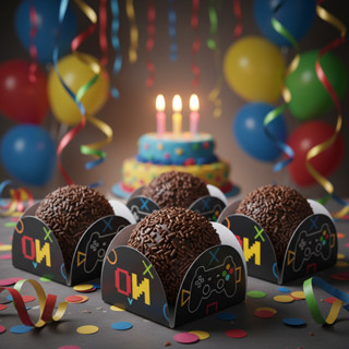 Forminhas para Doces 4 Petálas no Tema Video game Gamer - Festas Aniversário Gamer em Oferta na Shopee