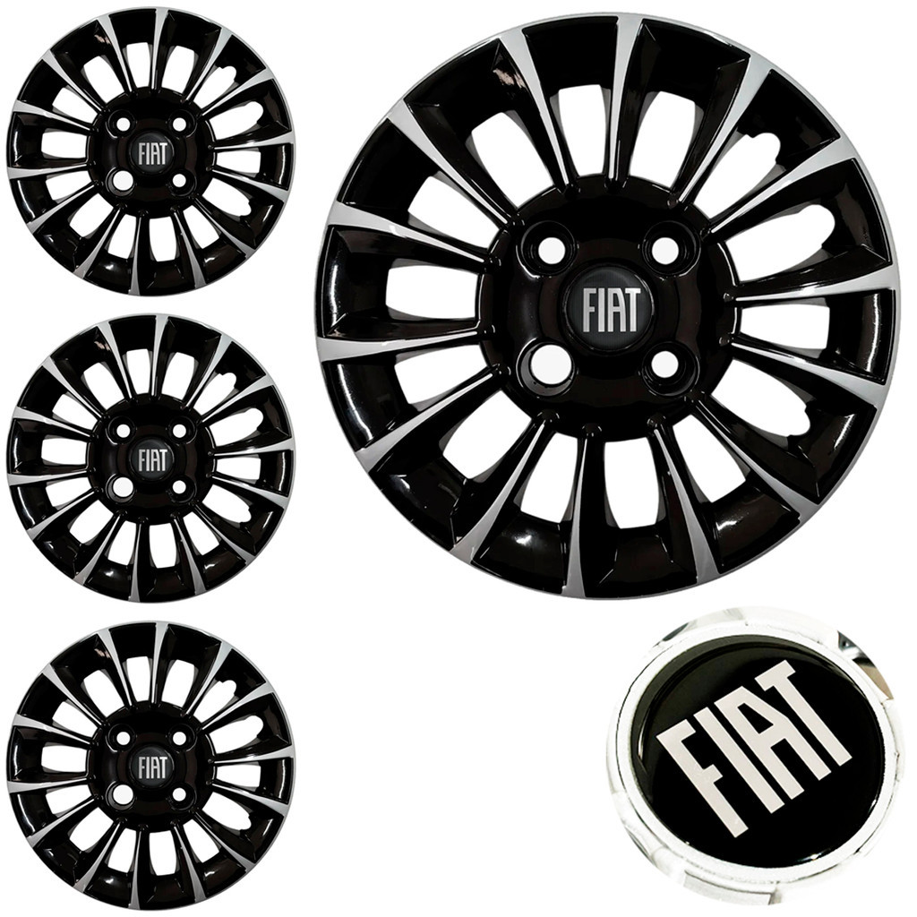Jogo 4 Carlota Aro 13 Esportiva Uno Palio Siena Fiorino C/ Emblema Fiat Novo em Oferta na Shopee