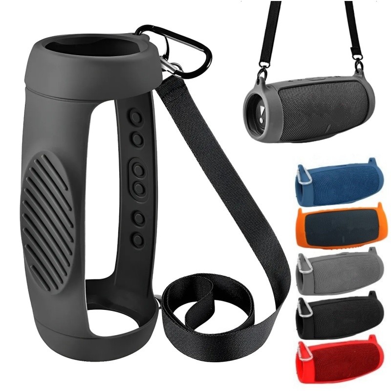 Capa De Silicone Para Caixa Som Charge 5 à prova d'água resistente a impactos portátil com alça de ombro e mosquetão em Oferta na Shopee