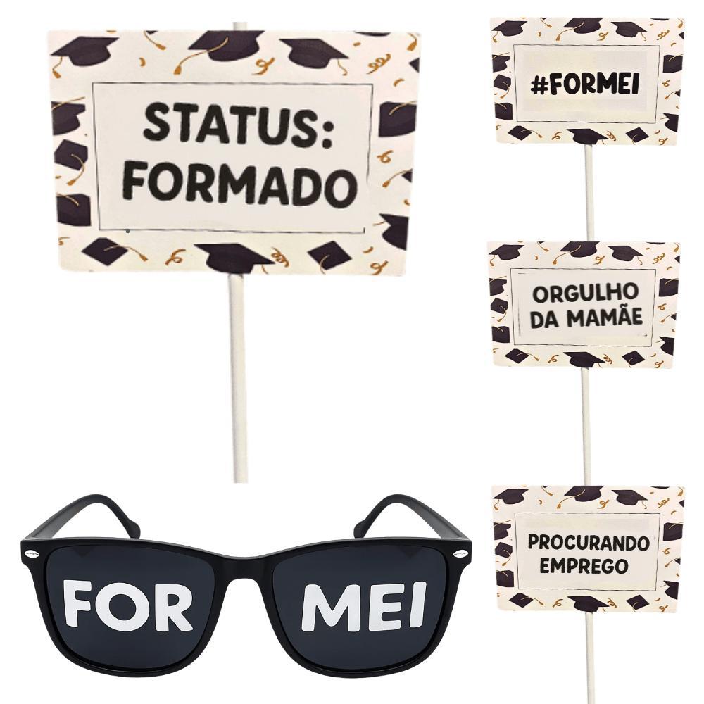 Kit Plaquinha Divertida C/10 Un para Festa + Óculos Escuro Madu Formei Para Formatura em Oferta na Shopee