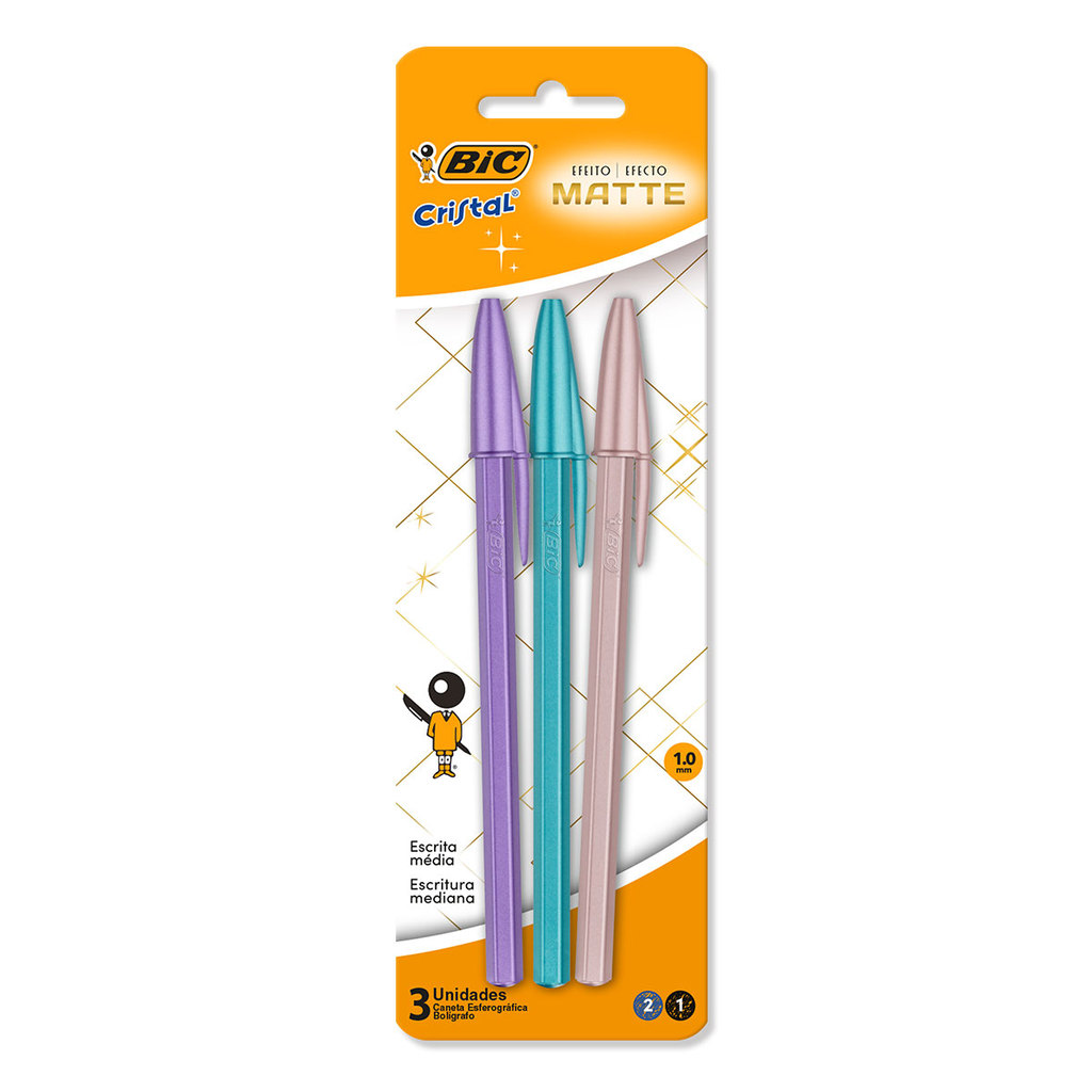 Caneta esferográfica 1.0 Efeito Matte com 3 unidades Bic