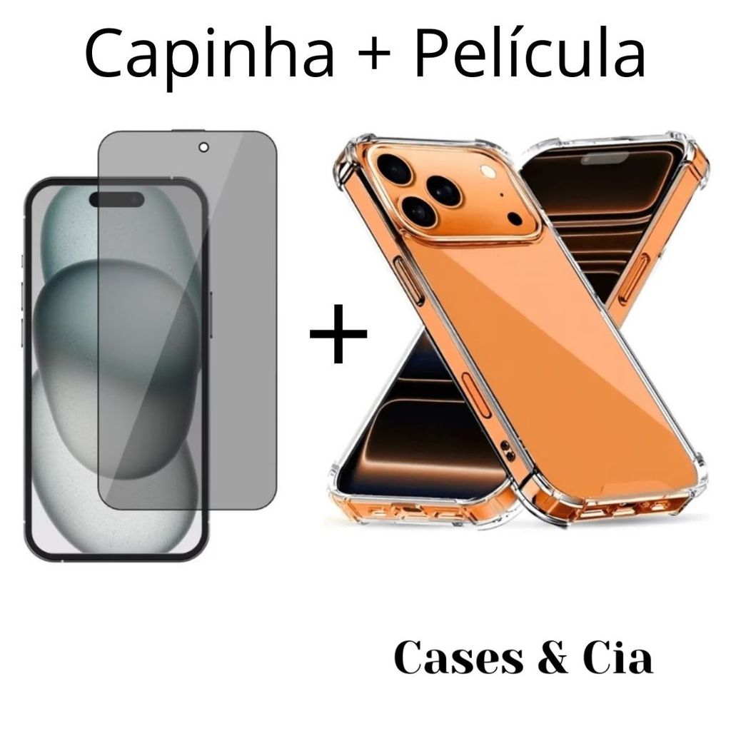 Kit Capa Anti-Shock Para iPhone 17 Pro Max + Película 3D Vidro Full Frontal em Oferta na Shopee