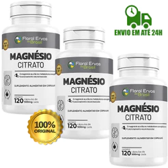 Kit Com 3x Magnésio Citrato Floral Ervas Original 120 Cáps