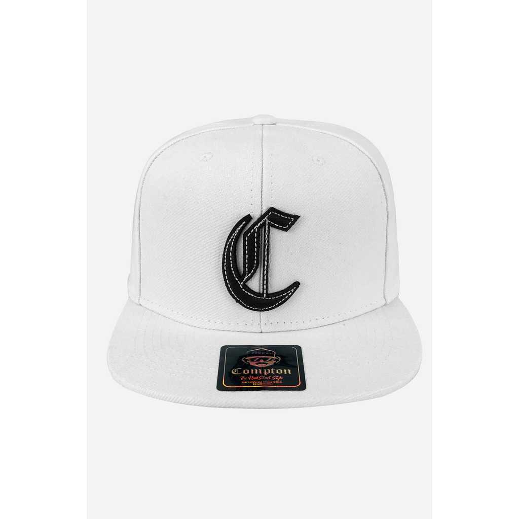 Boné Compton Aba Reta Snapback Logo Corte Laser Branco