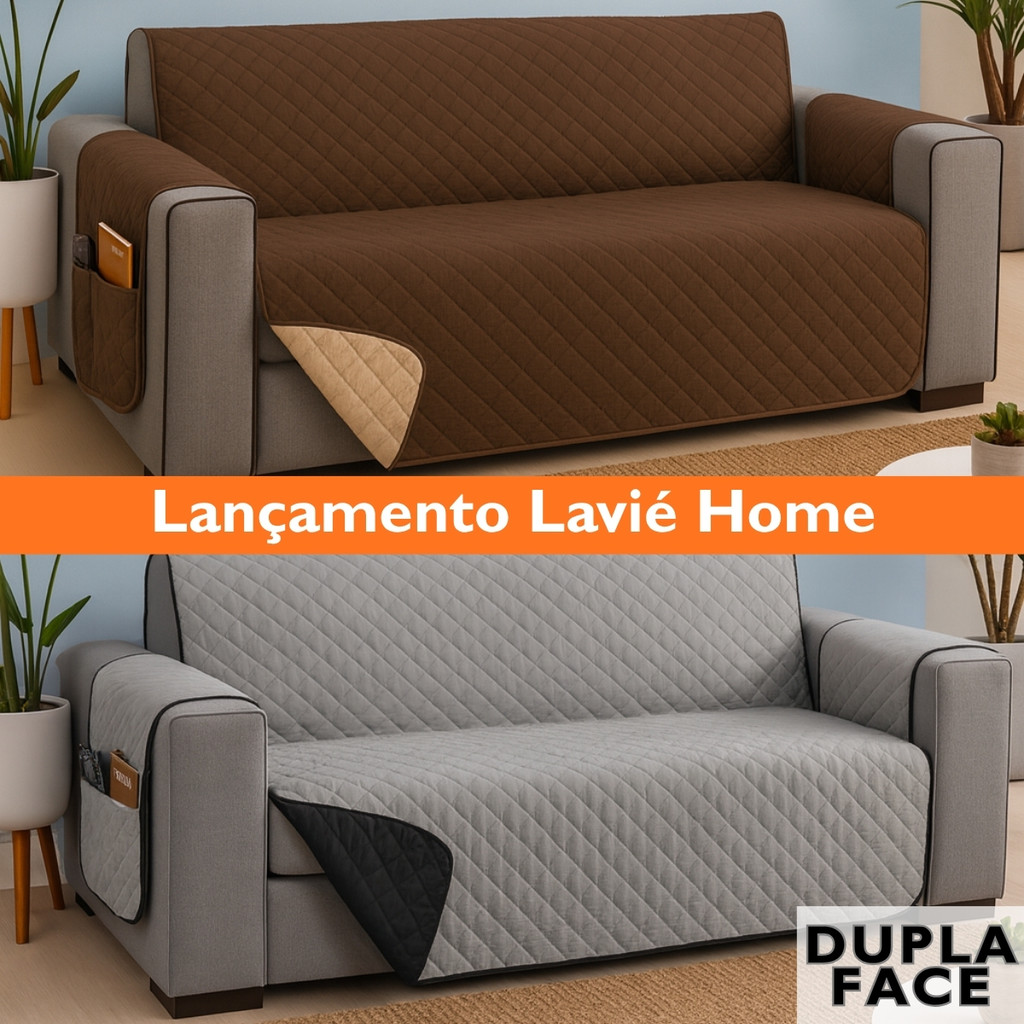 Protetor de Sofá DUPLA FACE 1 2 3 4 Lugares Capa Protetora Retrátil Matelado Porta Objetos Proteção em Oferta na Shopee