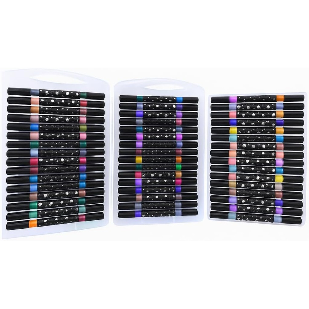 kit 48 cores Maleta Glitter Ponta Dupla Brilho vibrantes Multicolorido desenho Pintura Scrapbook Artesanato