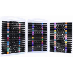 kit 48 cores Maleta Glitter Ponta Dupla Brilho vibrantes Multicolorido desenho Pintura Scrapbook Artesanato