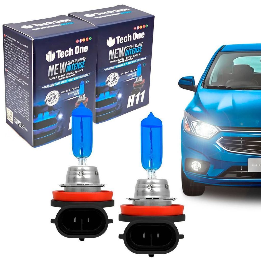 Par Lampada Super Branca H11 8500k Xenon 12v 55w Techone em Oferta na Shopee